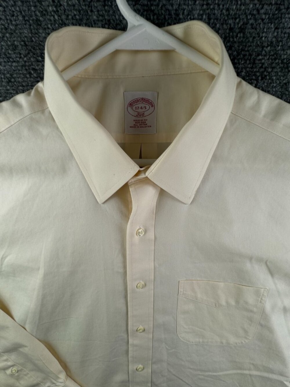 Brooks Brothers Cotton Button Up Shirt Long Sleeve Yellow 17 34/35 Regular Fit